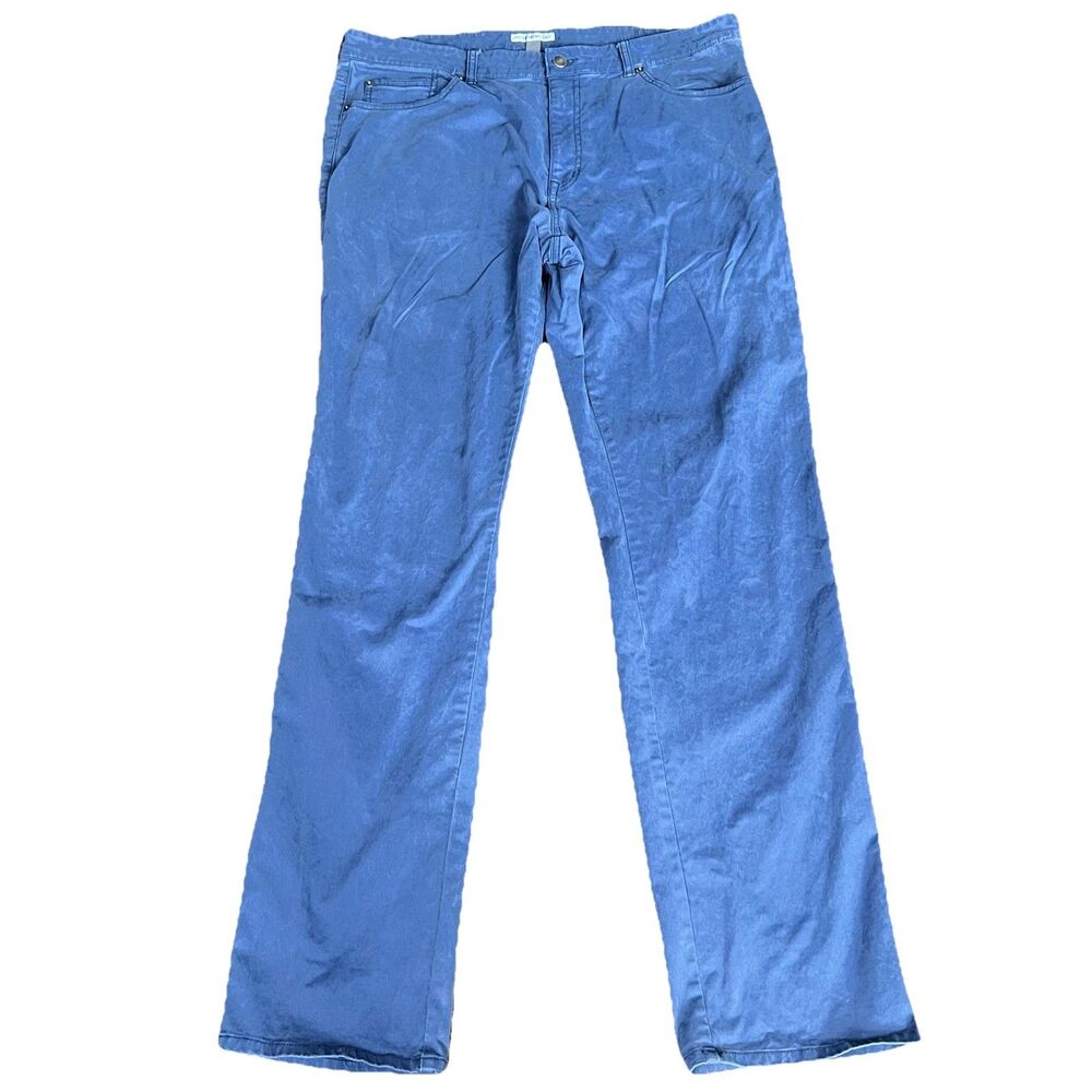 Peter Millar 5 Pocket Straight Chino Pants Mens 38x33 Blue Twill Preppy Casual‎